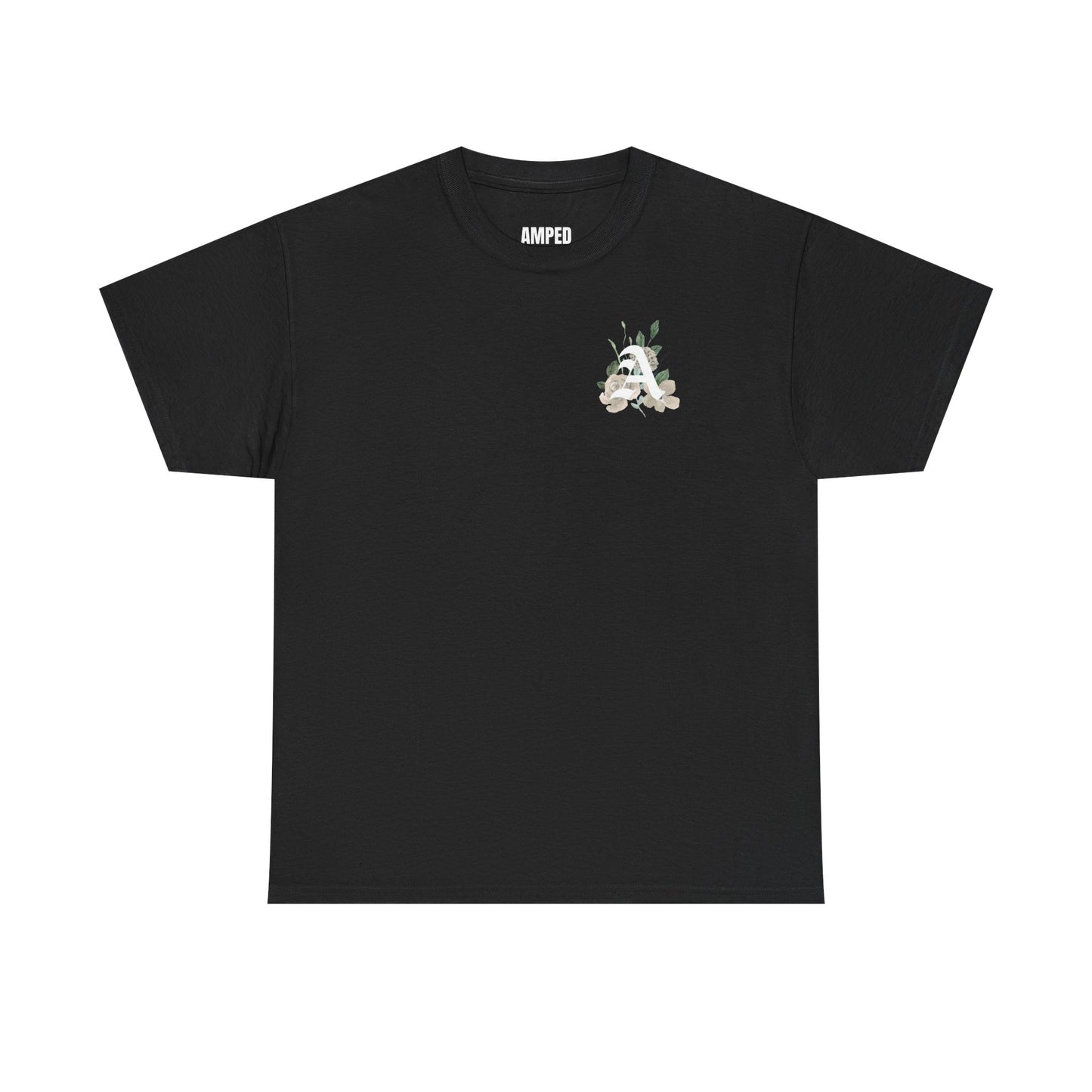 STAY AMPED Floral Tee – Cream on Black