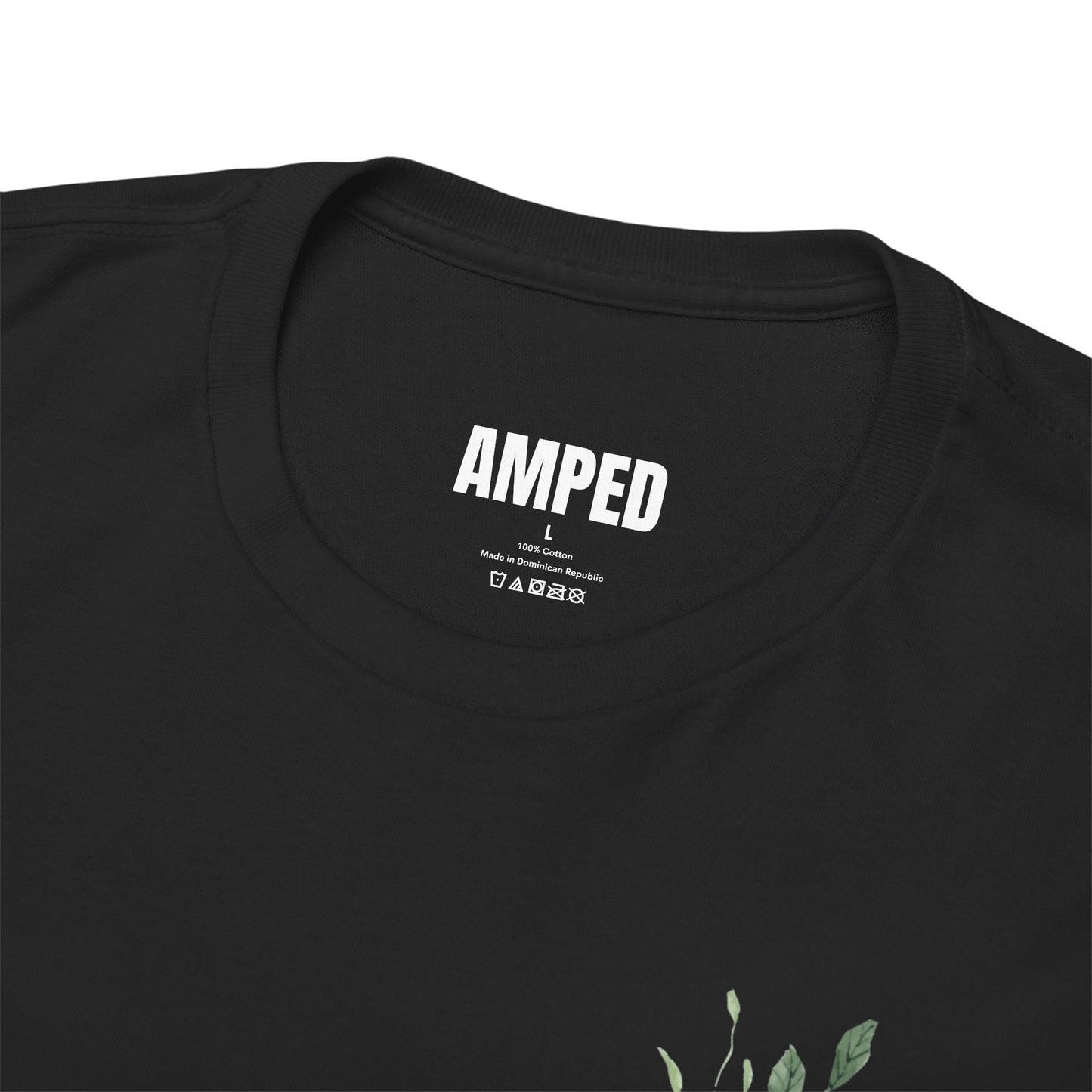 STAY AMPED Floral Tee – Cream on Black
