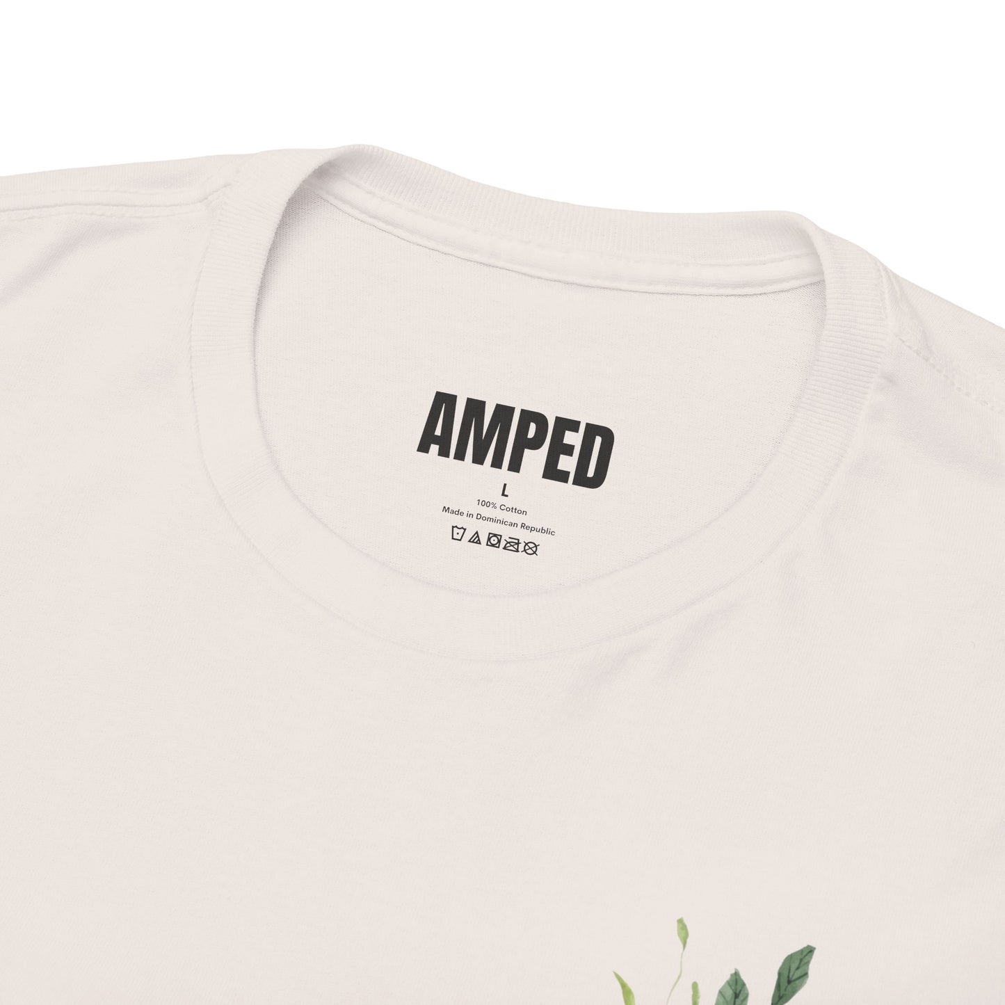 STAY AMPED Floral Tee – Blue on Grey