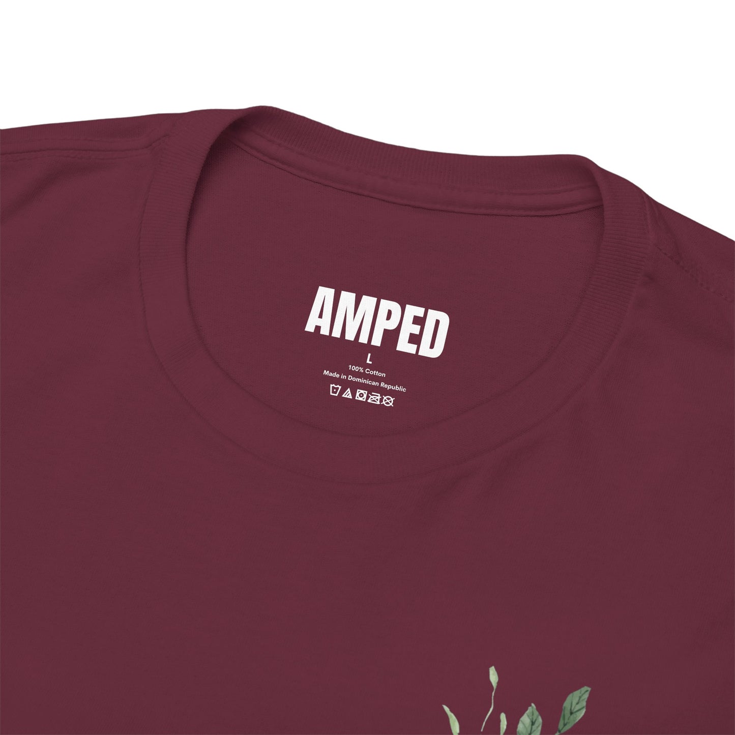 STAY AMPED Floral Tee – Cream on Maroon