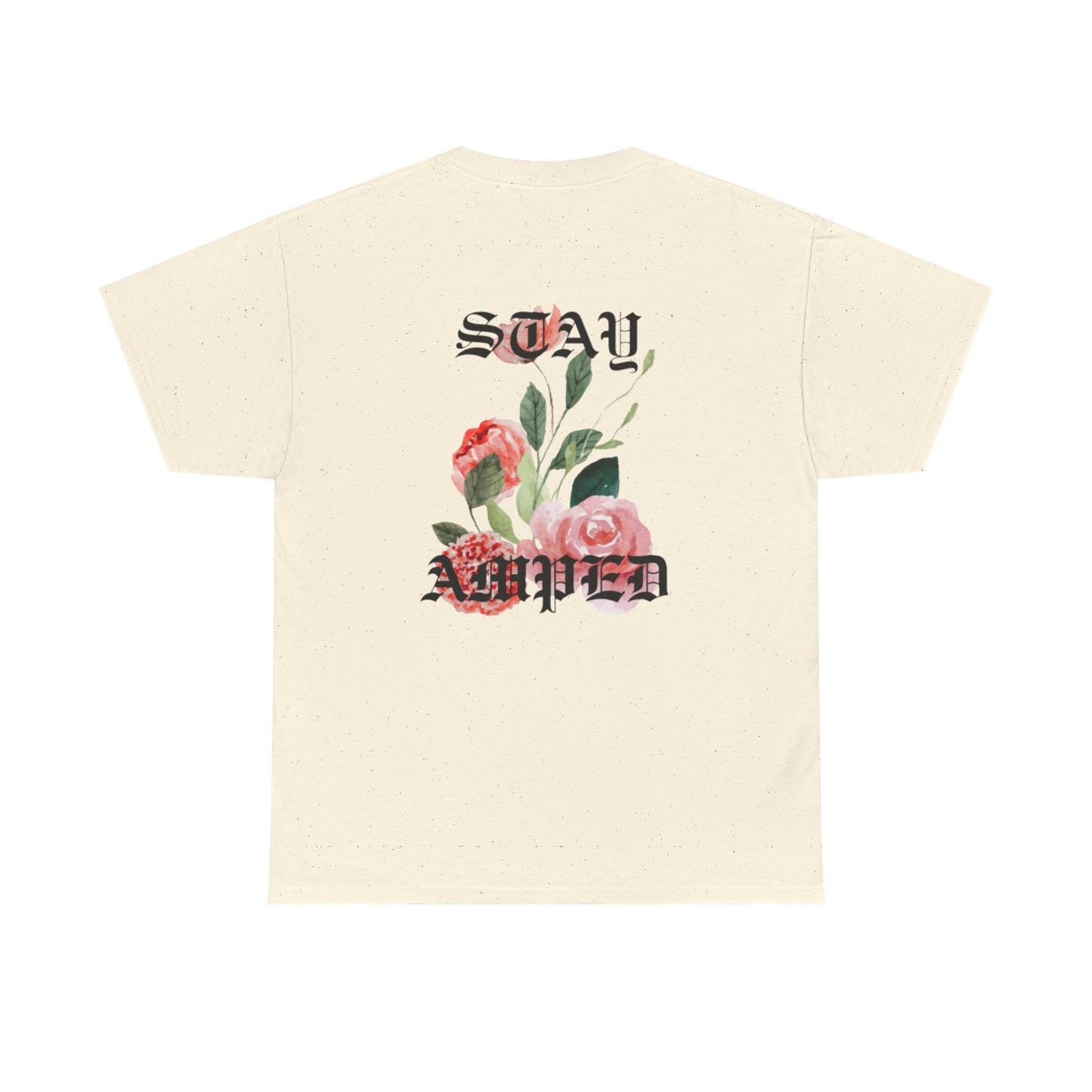 STAY AMPED Floral Tee – Pink on Cream
