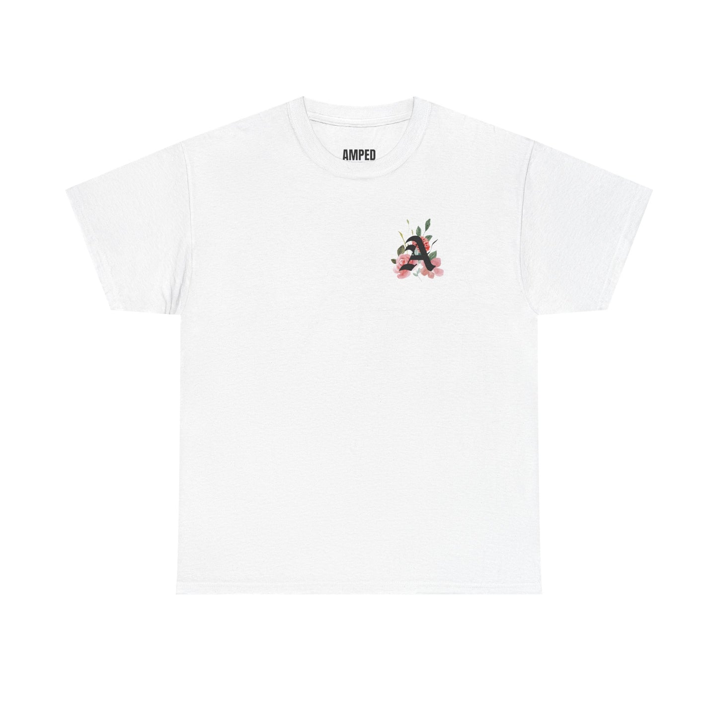 STAY AMPED Floral Tee – Pink on White